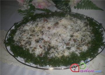 Şüyüdlü-qiyməli plov (foto resept)