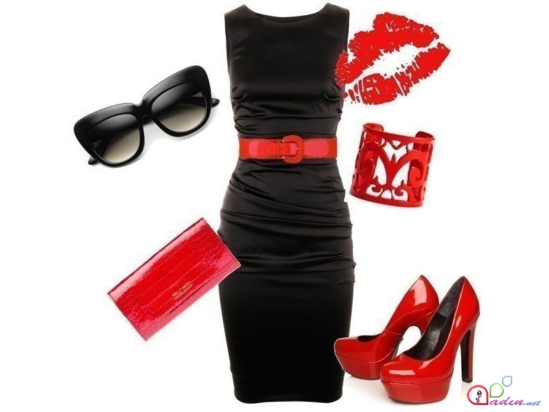 Черное Платье Красный Ремень