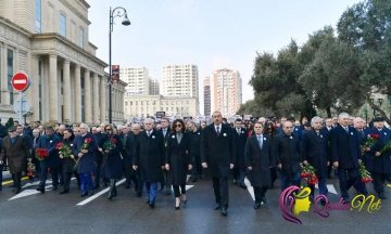 Prezident və xanımı ümumxalq Xocalı yürüşündə - FOTO