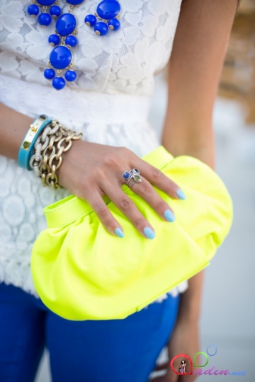 Neon rəngli çanta və ayaqqabılar