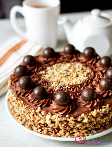 Şokoladlı, qozlu tort (foto resept)