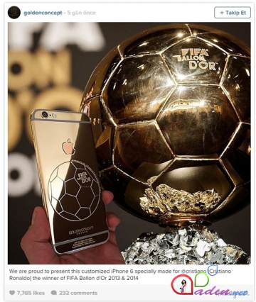 Məşhur futbolçunun qızıldan telefonu