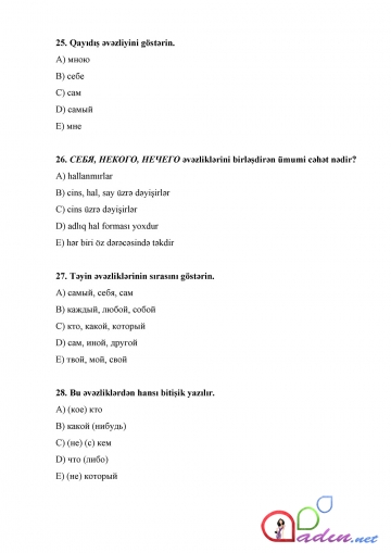 Rus Dili dərs-21 (Test)