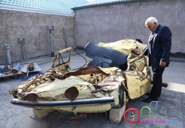 Rus tankının əzdiyi maşından sağ çıxan azərbaycanlı 