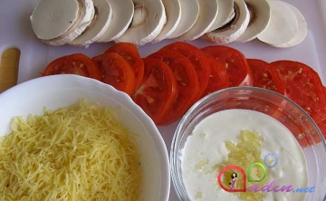 Pomidorlu, göbələkli badımcan zapekankası(foto resept)