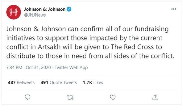 “Johnson & Johnson” şirkəti Qarabağdakı separatçı qondarma qurumu təbliğ edir - FOTO